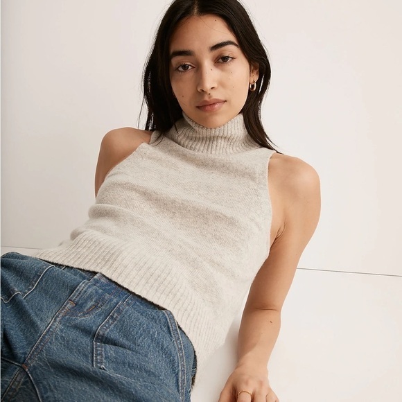 Madewell Sweaters - Madewell hallowell turtleneck sweater tank heather cloud sleeeveless